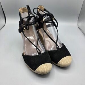 Vionic Calypso Shoes Womens 8 Black Suede Espadrille Wedge Heels Sandals